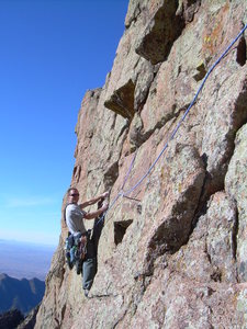 Trying to get back on route after a couple of pitches on Thunderbird!