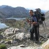 Backpacking over Bishop Pass heading for Palisade Basin, North Pal BC