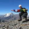 On the summit of Pequeno Alpamayo after what a local guide referred to as, "a crazy, good climb!" A group of French climbers sat on Tarija to watch my solo effort up the Direct Route