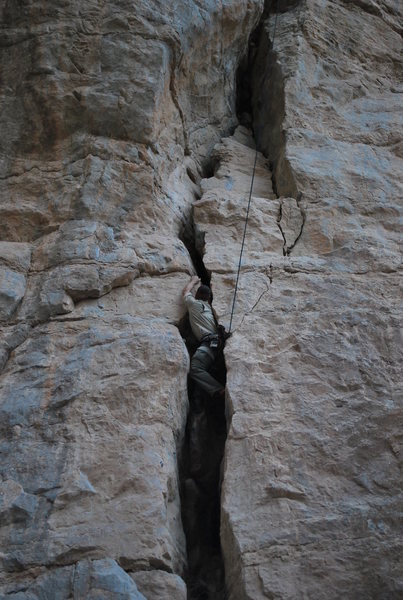 I would say that this route has two possible crux's. This spot where I am at would be the first.