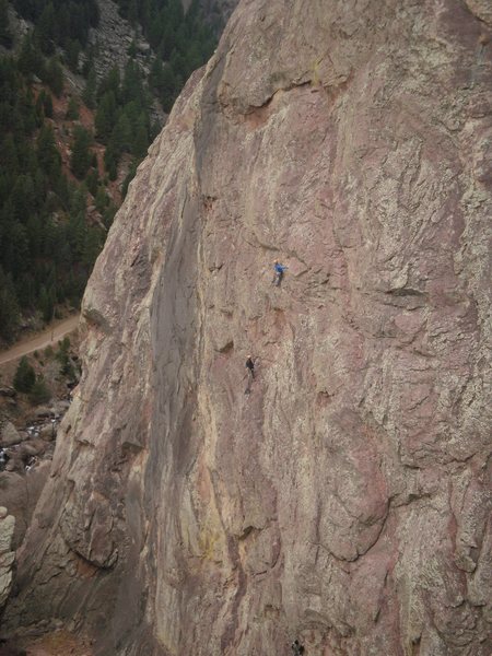 At the crux (THE Bulge) on pitch 3.