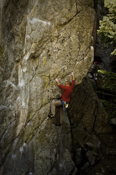 Middle of the crux on Free Fall.