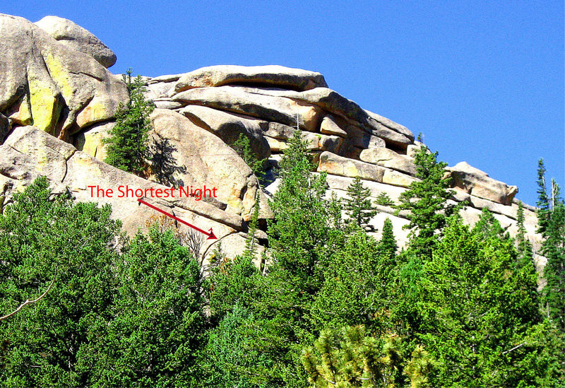 Center section of the Wall showing location of "The Shortest Night" as seen from Box Canyon road.