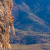 Leah Sandvoss on Techno Savage (5.10-), The Ruins, Sedona, AZ<br>
Photo by Andre Kiryanov