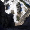 Looking down the chimney/gulley at the start.