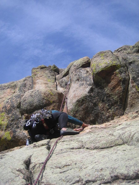 Resting below the crux of P3.<br>
<br>
Photo: Dave Rogers.