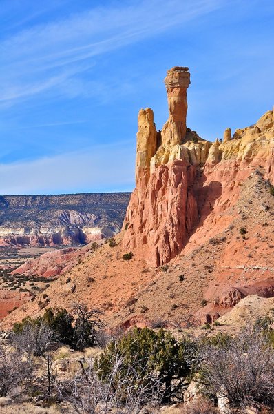 Ghost Tower (a.k.a. Chimney Rock) from the east. The lower formation to the left of Ghost Tower is called "The Cameltoe" for obvious reasons.