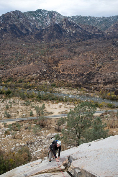 Romain Wacziarg enjoys the stellar climbing on Kernville Rock, during a pleasant December day. 