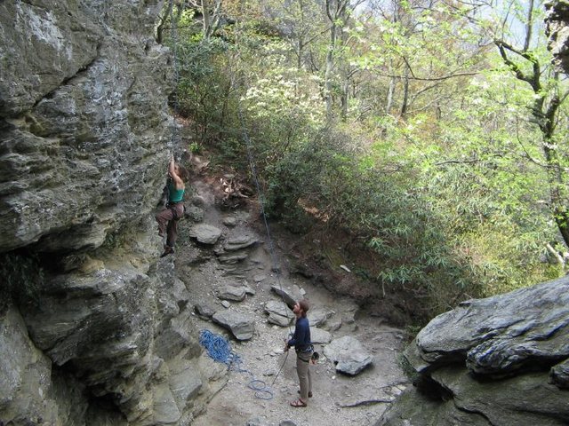 One of the top rope climbs on the chimneys. 