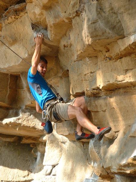 Dan on the slopy/blocky holds that mark Intimidator's start