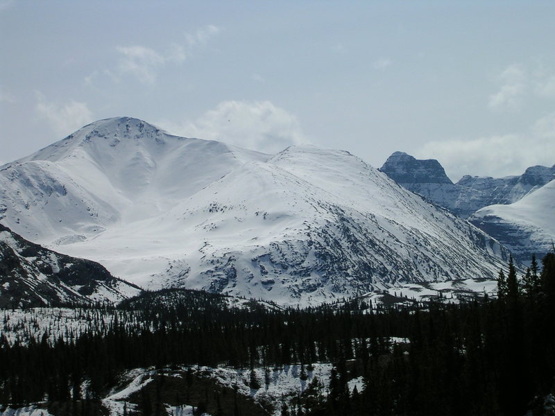 Looking South, across Summit Lake and the AlCan, into the Northernmost Rockies.<br>
<br>
About May 17, 2009<br>
Snowboard track visible.