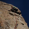 looking up the areté, right before the crux