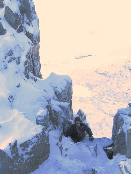 Jim Lee , Dec 2010 on Bristly Ridge, Glyder Fach