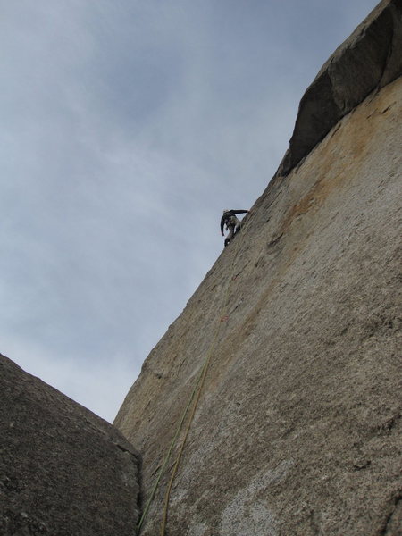 S. Giffin starts into the crux of the first pitch.