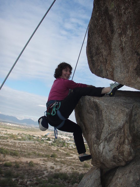 Suzanne using a toe hook