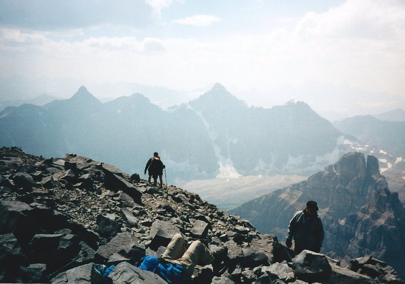 Begining the descent down the SW Ridge.  Mt Deltaform in the background.