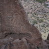 Climbers on The Hand as viewed from the summit of The Tower