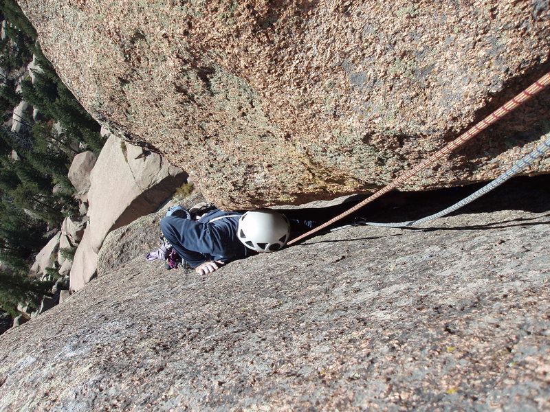 Deep in the last pitch crack.<br>
Photo: Roth.