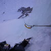 8-January-2011: Looking down first pitch of Spiral Staircase (WI3+) in Lee Vining Canyon