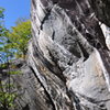 the hardest routes at rumney...and some of the hardest in our country - from R-L - china beach, astro glide and jaws 2