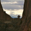 Magestic Smith Rock with the Cascades in the background