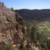 Durangutan.<br>
Photo by MP contributor Bob Degray.<br>
<br>
Blue - Durangutan.<br>
Yellow - belay cave.<br>
green - second belay