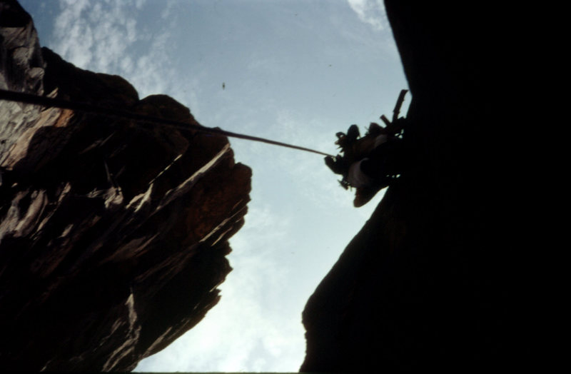 Climber on the final pitch of the Kor route.