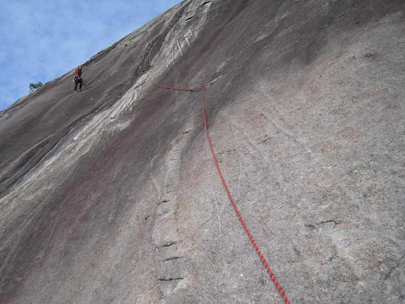 Getting ready to follow the second pitch. Great features on the slab!