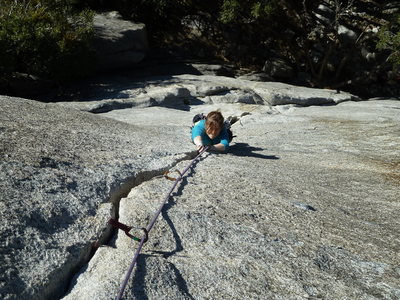 Anna entering the final crux.