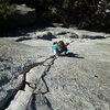 Anna entering the final crux.