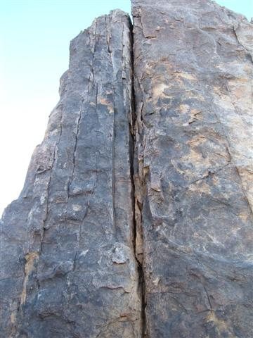 Looking up from the base of the crack.