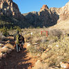 Gwen and Truman on the approach to climb <em>[[105732773]]</em>.<br>
<br>
January, 2011.