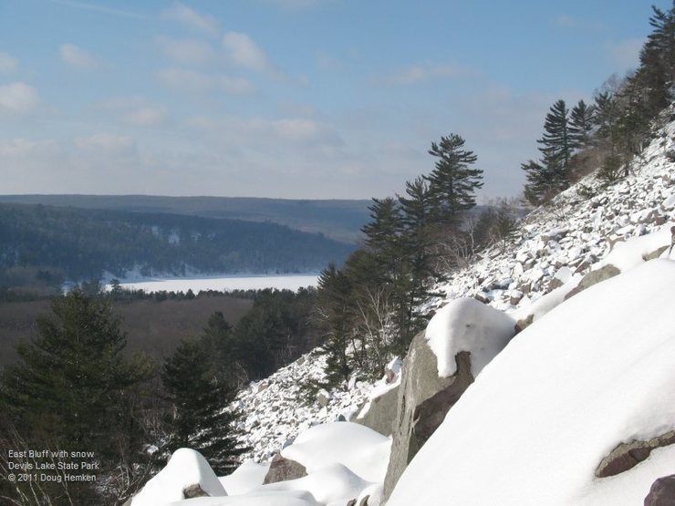 East Bluff boulderfield under snow, 2011