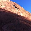 Just below the crux on Zodian Flakes.  Fun route.