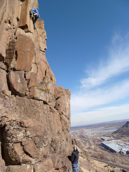 Approaching the crux top section.