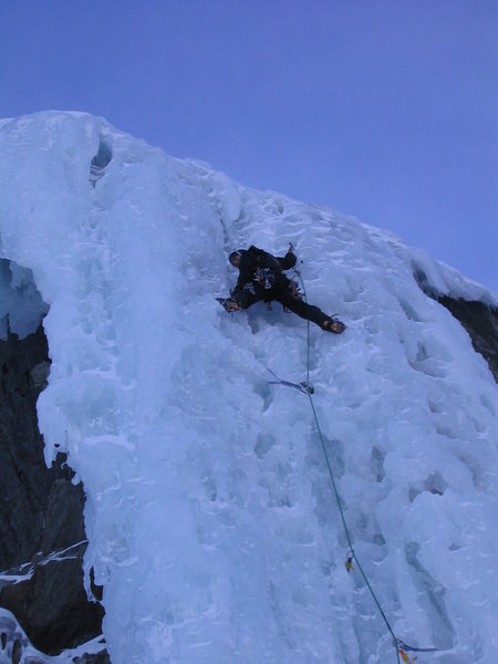 Climbing the semi-hacked up pillar.