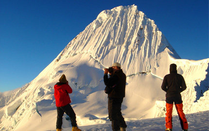 Alpamayo considered as the most beatiful mountain in the world, due to its Pyramidal shape and its dead ice (hard Ice), and requires technical skils, climbing experiences