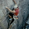 1989...JB on Three Piece Route (5.12-) at Windy Point overlook. Photo: Brian Kristofitz, Attentive belayer: Pete Lofquist.  (FA by EFR)