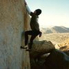 Linear Fracture (V2). Mt. Rubidoux. Photo by Tim Fearn (1991).