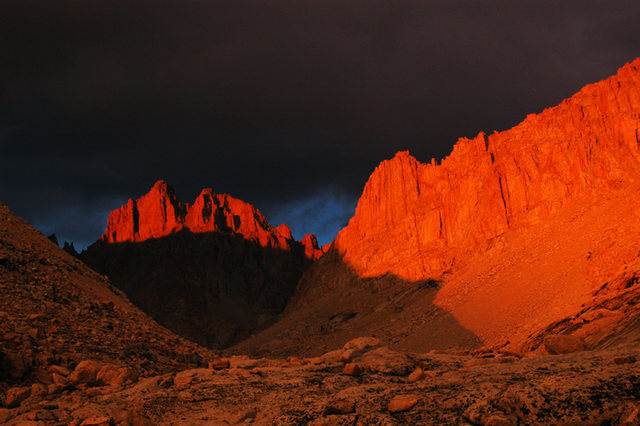 Evening light creates a glow on Mt. McAdie <br>
near Crabtree Pass in the Whitney area.