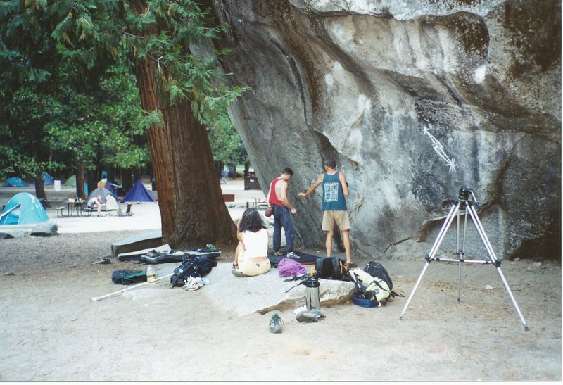 Italian film maker Michele Radici asked me to be in his film about longtime Yosemite climber Jim Bridwell. "Jim Bridwell, Yosemite Living Legend" was filmed for European countries such as Italy, France, Spain and Germany. Mr. Radici filmed me climbing Midnight Lightning, a boulder problem considered to be one of the most significant bouldering climbs in modern rock climbing.<br>
  I was chosen to represent one of "todays" top American climbers and to talk about how American climbers compare to other countries. I have had many renowned photographers film me climbing but I had a hard time signing off on them for varied reasons. Mr. Radici inspired me on this occasion. Such a huge honor!