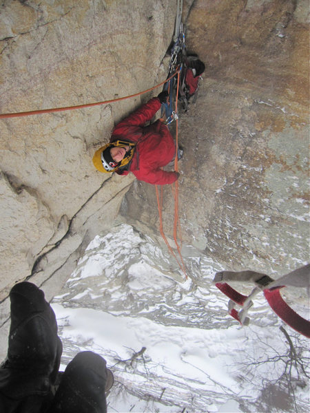 Top of pitch 2 belay