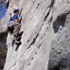 The end of the finger crack on Screamweaver at Rumbling Bald, NC. Picture taken by Adam Hutcherson