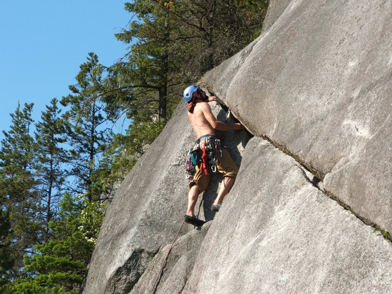 Joe at the second crux of Easter Island 5.8