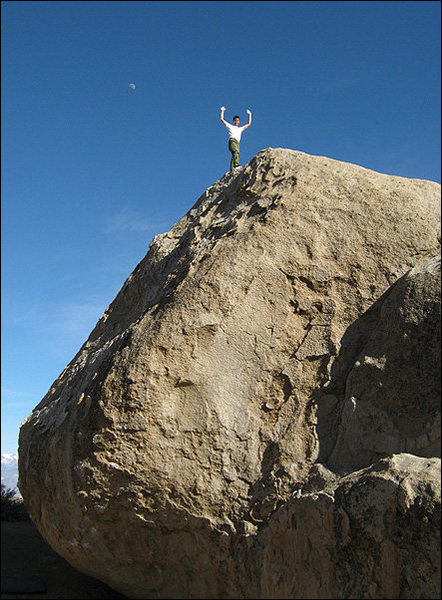 A happy climber after sending "High Plains Drifter".<br>
Photo by Blitzo.