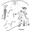 A - Rusty's Cave (5.8PG)<br>
B - Epidural (5.10b)<br>
C - Spring Route (5.8PG)<br>
D - Dyno Dogs (5.10b PG)<br>
E - Leapin' Lizards (5.9/5.10a PG)<br>
<br>
Note - Upper routes rarely get climbed and are not recommended.