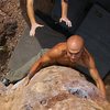 Top down view of Robert Slingsby sending Rubber Walrus Protector.(Photo: Bob Broilo)