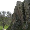 One of the tallest features: a slightly overhanging trough carved by rainwater.