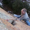 Just past the crux roof move.