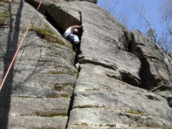 Scott Tingley attempting the 5.10a variation.